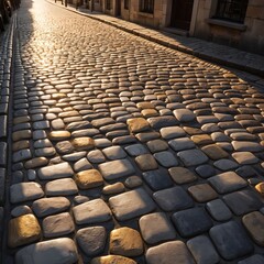 Fototapeta premium Sunlit Cobblestone Street