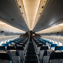 Fototapeta premium Empty Airplane Cabin Interior