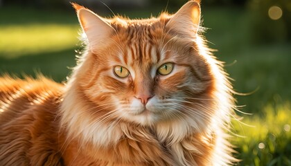 Obraz premium Majestic Ginger Maine Coon Cat in Golden Sunlight