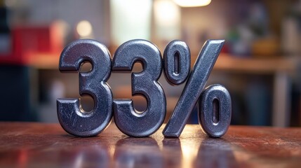 Metallic Thirty Three Percent Sign Displayed