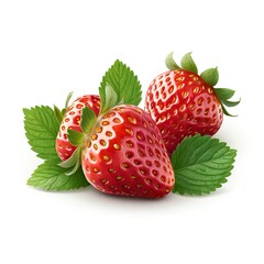 Fresh Strawberries with Green Leaves