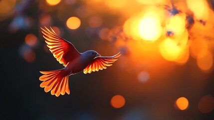 Obraz premium Bird sunset flight nature bokeh
