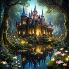 Obraz premium Enchanting Fairytale Castle in a Magical Forest