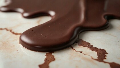 Melted Chocolate Close-Up on Marble Surface
