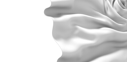 Abstract image of white fabric draped and flowing, creating soft folds and textures.