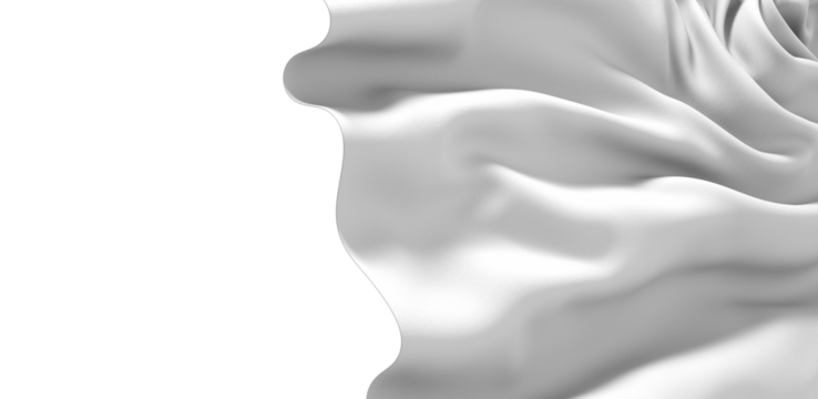 Abstract image of white fabric draped and flowing, creating soft folds and textures.