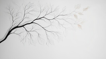 Obraz premium Elegant Black White Tree Branch Art Print Minimalist Nature Wall Decor Abstract Ink Pa