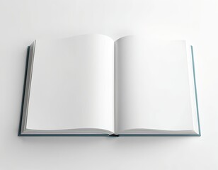 Open Blank Book on White Background