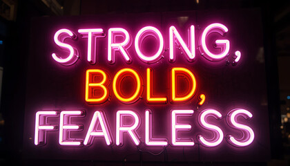 neon casino sign typography strong bold fearless   Empowered Women Empower the World at Women's Day  