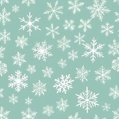 Seamless Teal Winter Snowflake Pattern