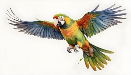Flying Colorful Macaw Parrot