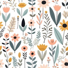 Floral Pattern, Pastel Flower Seamless Design