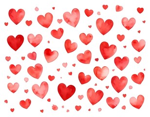 Watercolor Red Hearts Background