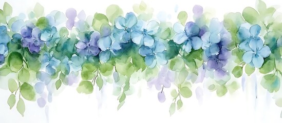 Watercolor Hydrangea Border