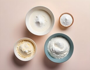 Ingredients for Baking Cream Cheese, Cream, Flour, and Baking Powder