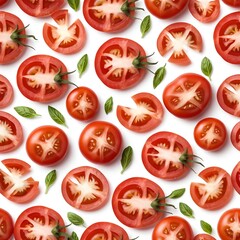 Sliced Tomatoes and Basil Leaves Pattern