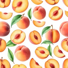 Juicy Peaches Seamless Pattern