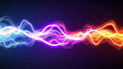 Colorful Abstract Light Waves Motion Against Dark Background Creating Dynamic and Vibrant Visual Effect with Flowing Lines of Pink, Orange, and Blue Intertwining Seamlessly for Captivating and