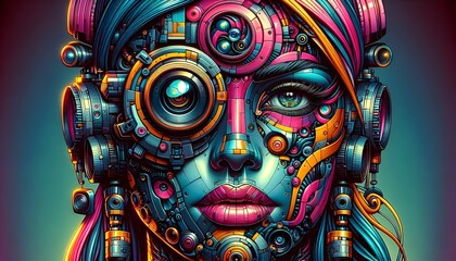 Obraz premium Cybernetic Dreams: Arte Mecánico del Futuro