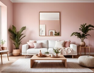 Modern Pink Living Room Interior Design