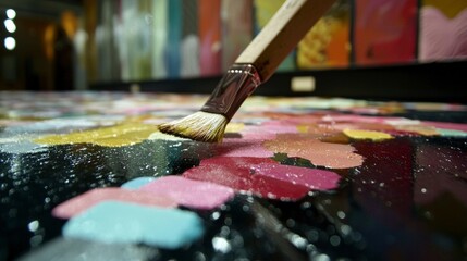 Fototapeta premium Abstract Oil Painting Close up Brushstrokes Texture Vivid Colors Modern Art Creative