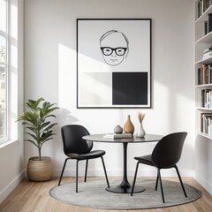 Minimalist Home Office Corner with Modern Furniture and Artwork