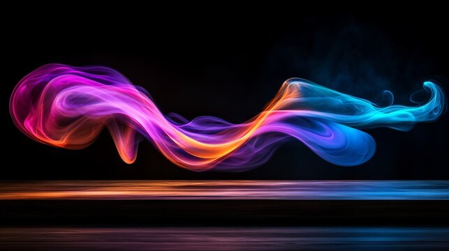 Colorful Swirling Smoke Plumes Dancing Above Lit Wooden Surface