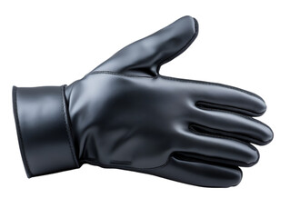 A close-up of a black leather glove on a neutral background, illustrating style and protection.