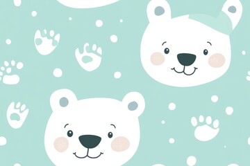 Obraz premium Adorable Polar Bear Faces Winter Wonderland Design