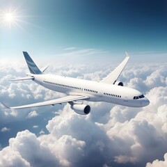 Fototapeta premium Airplane Flying Above the Clouds