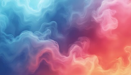 Halftone smoke effect illustration creates vibrant abstract background. Colorful glowing futuristic smoke, smoky fog, steam with artistic shapes in red, blue, purple colors. Flow motion wallpaper
