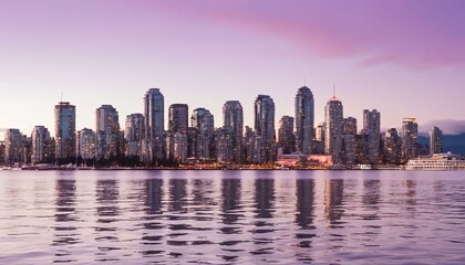 Fototapeta premium City Skyline Reflection at Sunset