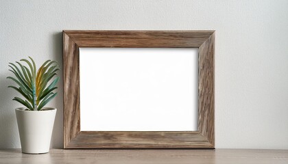 Minimalistic Landscape Frame Mockup Showcasing Artwork on White Wall A Versatile Backdrop for Digital Art, Home Decor, or Design Inspiration