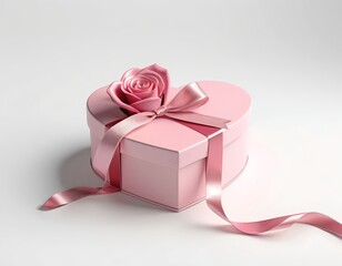 Pink Heart-Shaped Gift Box with Rose