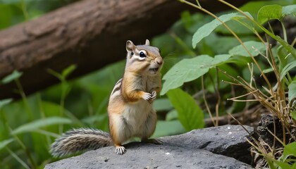Alert Least Chipmunk on Rock