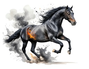 Fototapeta premium Fiery Black Horse in Motion
