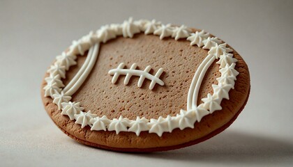 Close-Up Decorated Football Cookie