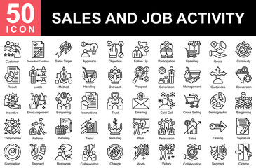 sales and job activity Line, Icon, Symbol  Collection