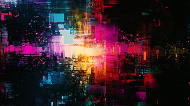 colorful digital glitch effect with abstract patterns