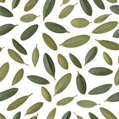 Naklejka premium Green Leaves Pattern, White Background
