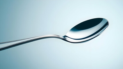 A close-up image of a shiny silver spoon against a soft, gradient background, perfect for culinary and dining themes.