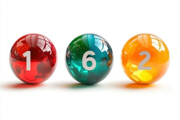 Lottery balls arranged in a row on a white background for a raffle or giveaway ad