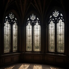 Obraz premium Gothic Arch Windows with Stained Glass