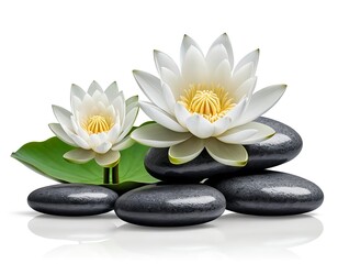 White Water Lilies and Zen Stones