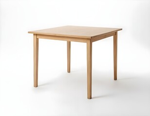 Fototapeta premium Simple Wooden Square Table on White Background