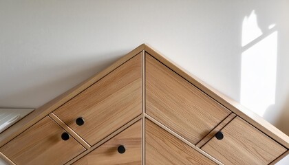 Elegant Modern Minimalist Wood Dresser Illuminated Against a Neutral Backdrop, Striking a Balance Between Function and Aesthetic, Perfect for Contemporary Spaces