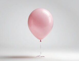 Single Pink Balloon on White Background