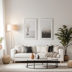 Fototapeta premium Minimalist Modern Living Room Interior Design