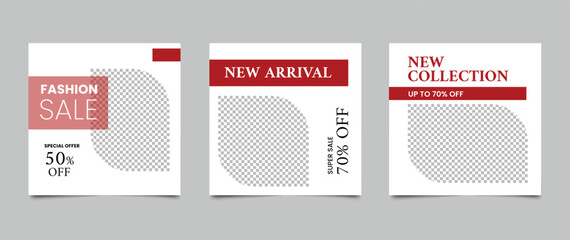 Naklejka premium Fashion sale social media post template. Modern square banner design for online fashion business promotion. Vector illustration