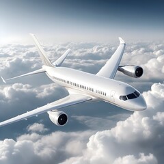 Obraz premium White Airplane Flying Above the Clouds